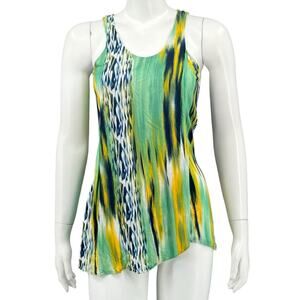 Deletta Anthropologie Top Womens XS Green Blue Sleeveless Tank Summer Beach Wild